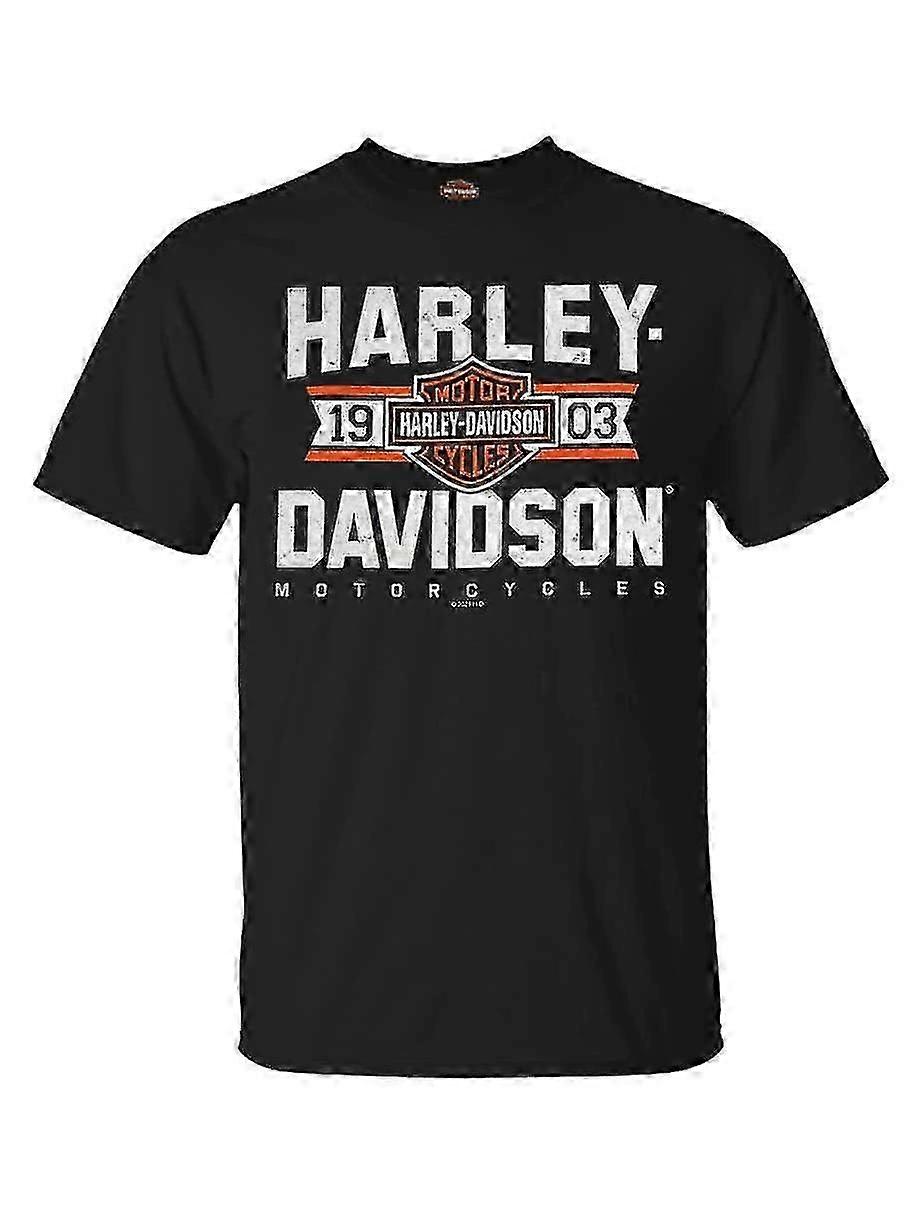 Varsity B&S Short Sleeve Crew-Neck T-Shirt - Black Harley Davidson-ooo92 Gildan