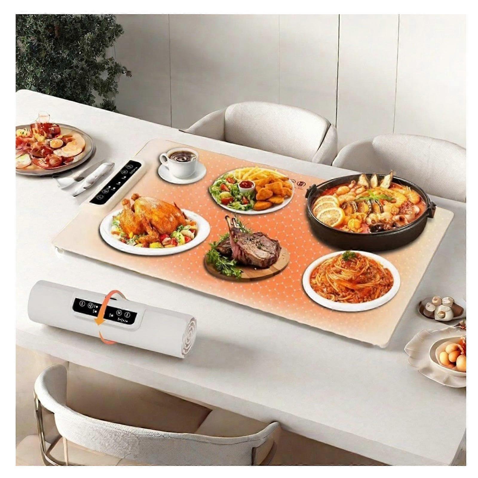 Food Warming Mat, Adjustable Rollable Silicone Mat with 3 Temperatures Timer