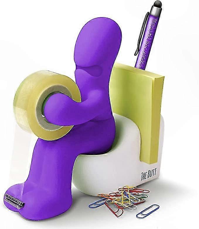 موزع شريط مكتبي أرجواني بتصميم ممتع - حامل ملحق مستلزمات مكتبية أنيق للاستخدام اليومي