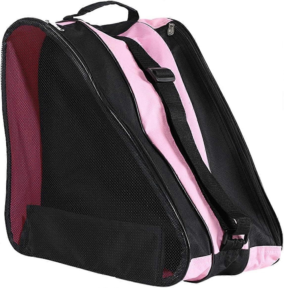 Ice Skates Roller Skating Bag, with Adjustable Skates Storage Bag Pink
