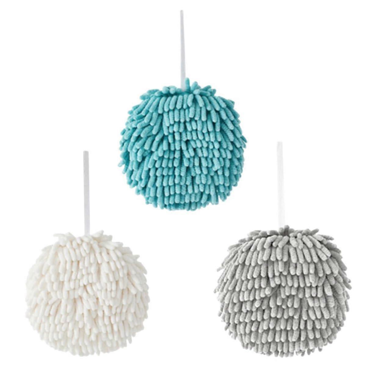 3Pcs Fluffy Hand Towels Set MultiUse Hanging Towel Balls for Kitchen and Bathroom Soft Absorbent SkinFriendly and QuickDry