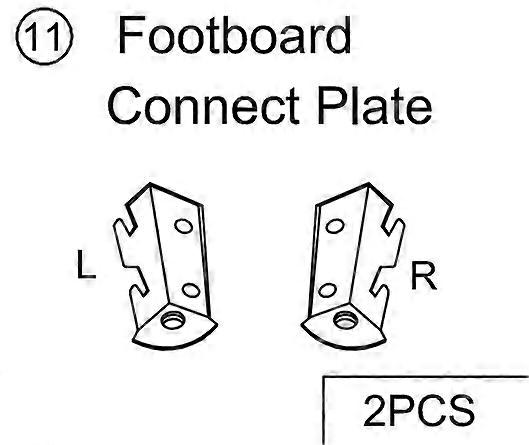 Footboard Connect Plate for Velvet Upholstered Platform Bed Frame with Gold Trim FQ