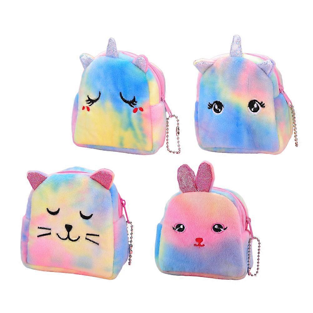 Change Purse for Girls Unicorn Shape Shopping Plush Material Portable Function 4Pcs