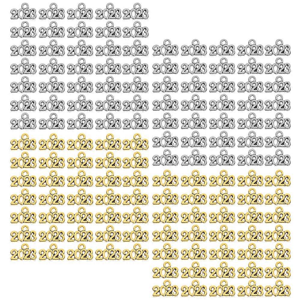 Numbers Diy Jewelry Making 2023 Number Shape New Year Zinc Alloy Assorted Color Decoration 200Pcs
