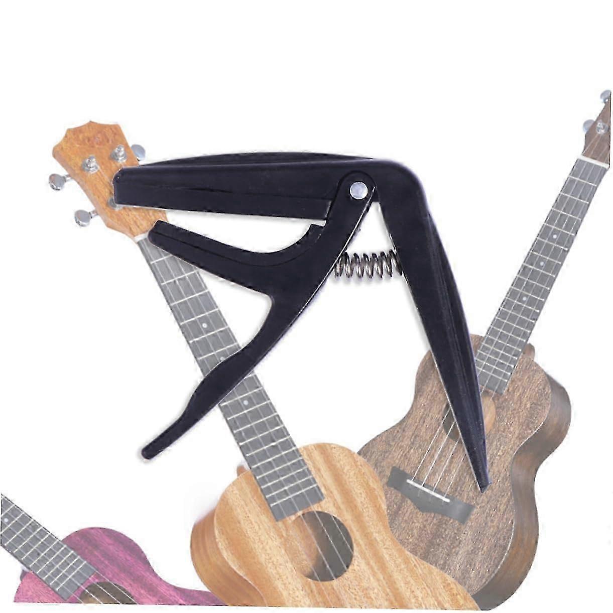 Ukulele Capo Made of Zinc Alloy OneHand Operated Capo for Ukulele with Silicone Padding Precise Tuning Aid and Easy Access Black SZRH A-DS
