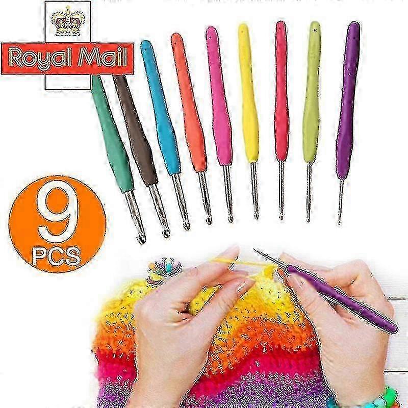 Soft Aluminum Crochet Hook with Comfortable Colorful TPR Grip Handle for Smooth Knitting