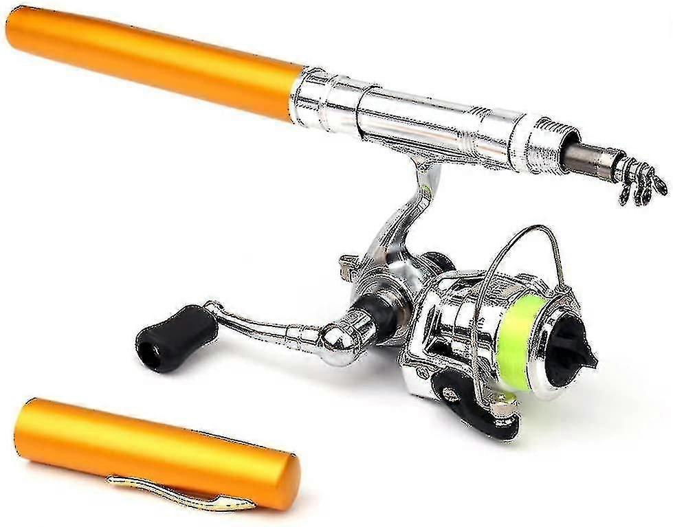 قضيب صيد تلسكوبي مدمج مقاس 39 بوصة مع بكرة - قضيب قلم سفر خفيف الوزن للصيادين