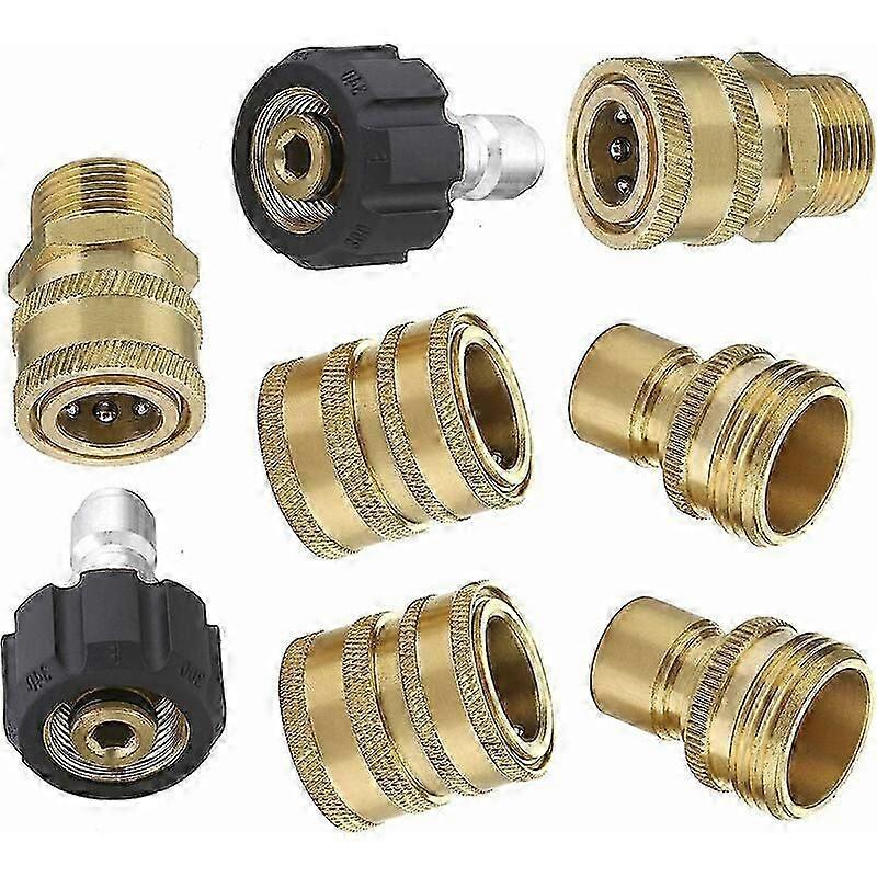 8 Piece M22 Rotatable 3/8 Quick Connect, 3/4 Quick Release Pressure Washer Adapter Kit -