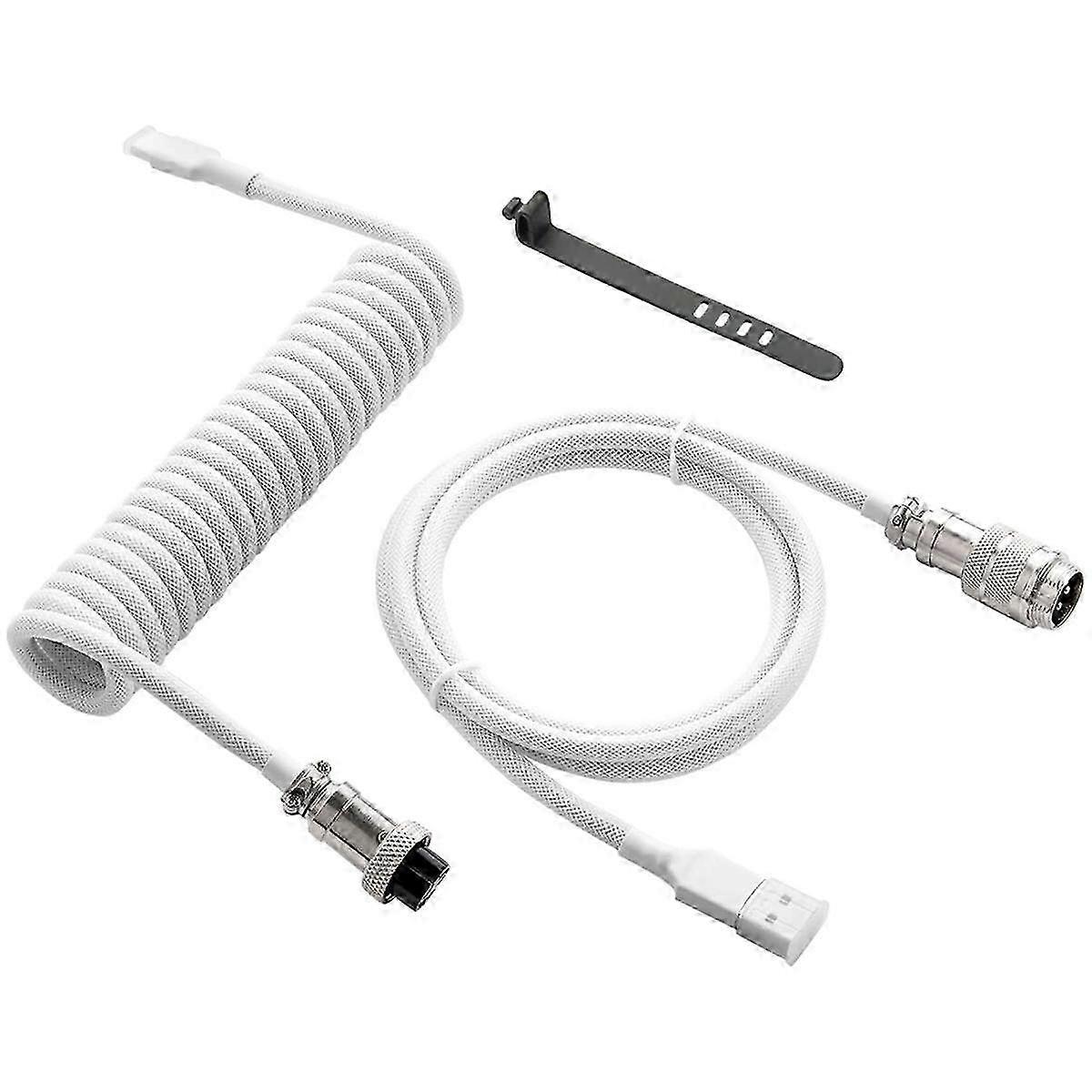 USB Type-C Cable for Gaming Keyboards, Double Sleeved Mechanical Keyboard Cable, Mechanical Keyboard Custom Coiled Cable