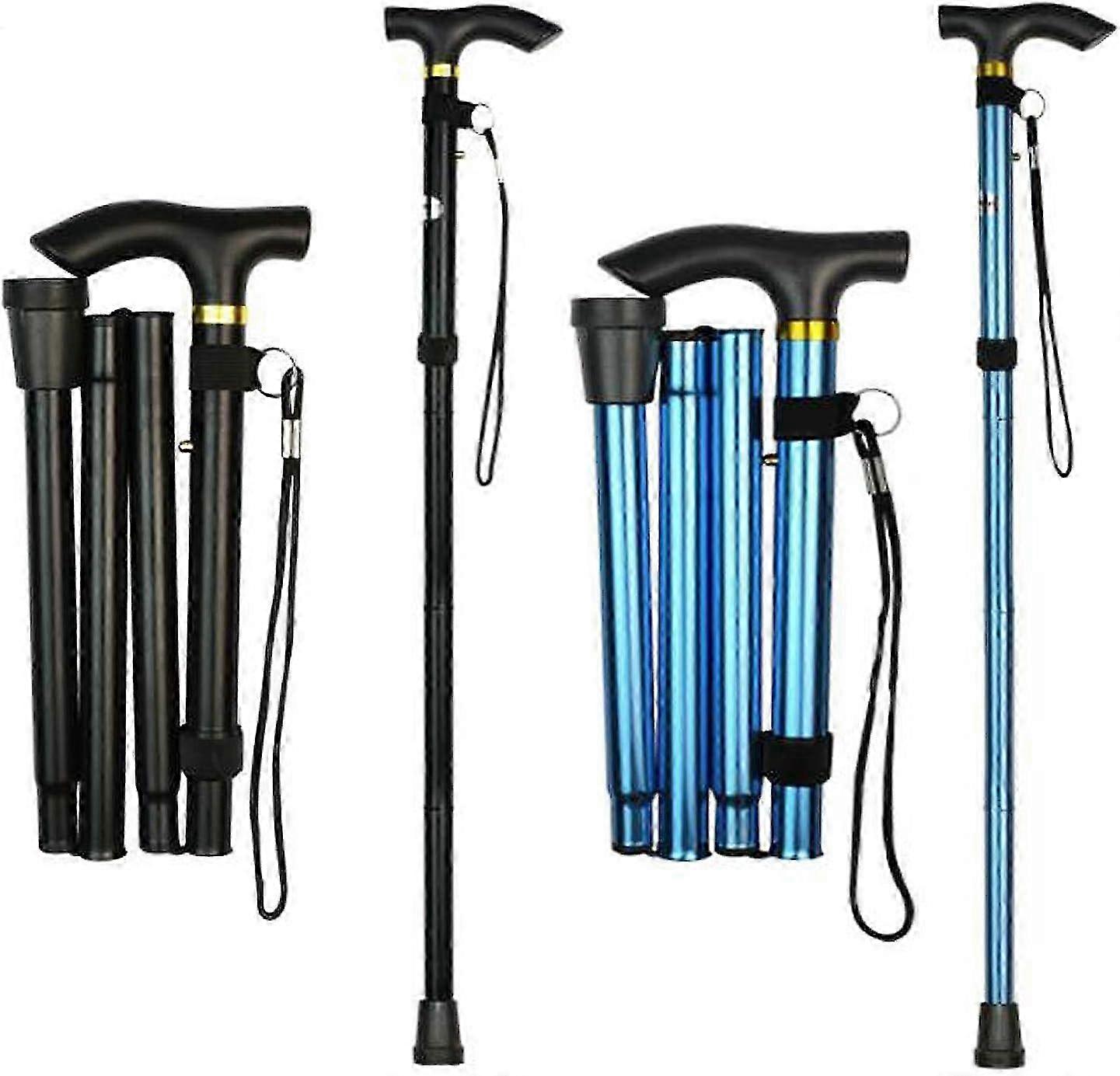 2Pcs Folding Walking Cane Adjustable Folding Cane Folding Cane Walking Cane For %-2