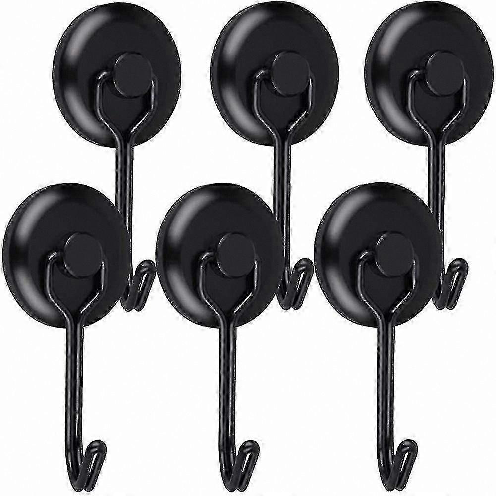 خطافات مغناطيسية سوداء لتخزين المطبخ ، 6 عبوات ، سعة 14 كجم ، شماعات ثلاجة نيوديميوم
