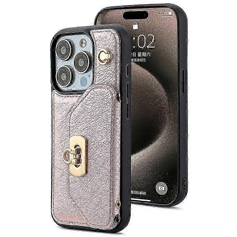 Case For Iphone 13pro Rose Gold Messenger Bag Card Holder Slot Leather