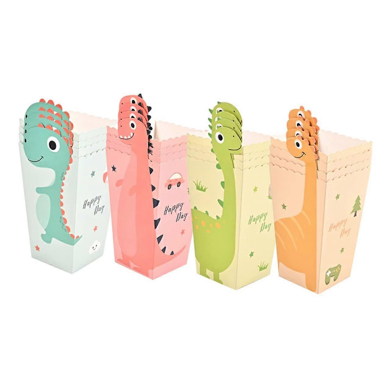 Adorable Dinosaur Popcorn Snack Box 24pcs Paper Popcorn Bags Party Supplies Easy to Store Fun for Boys and Girls Friends