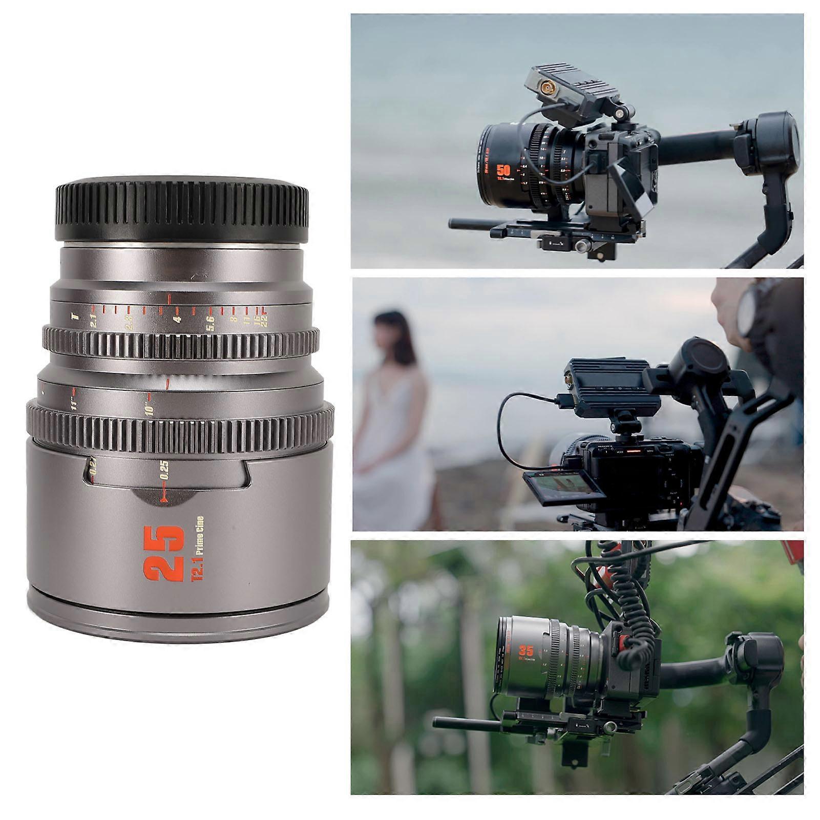 Cinema Lens 25mm T2.1 Manual Focus 260° Extended Range Ti Grey
