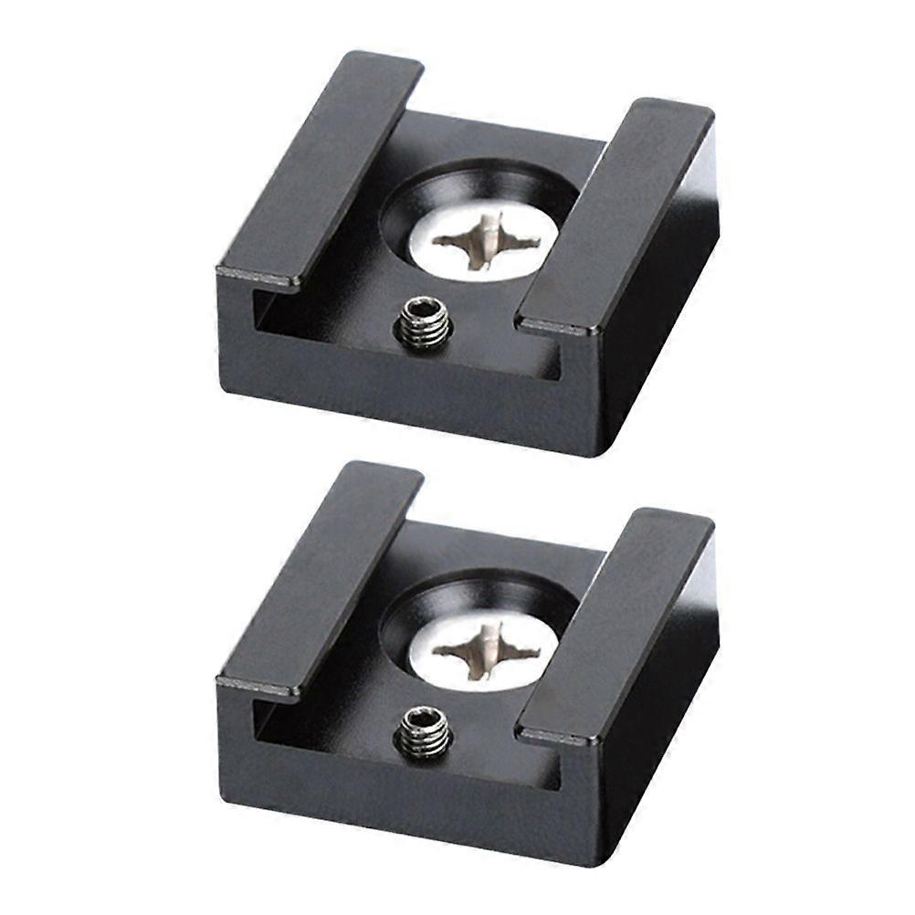2pcs Multifunction Cold Shoe Mount Adapter Quick Release Flash Stand Bracket for Camera (Black)