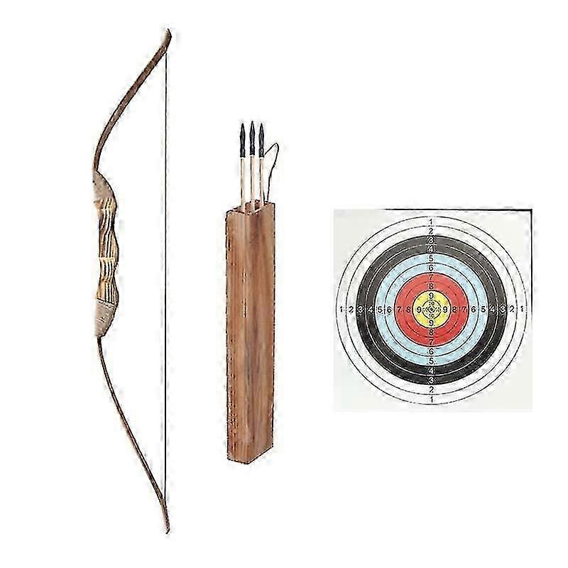 80cm Wooden Bow And Arrow Set For Kids Beginners With 3 Safe Arrows Quiver Youth Long Bow Archery Set Children Practice Toy Gift