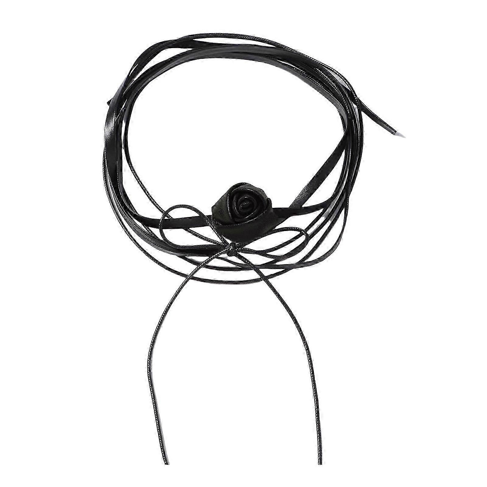 Women's Handmade Leather Camellia Flower Choker Necklace