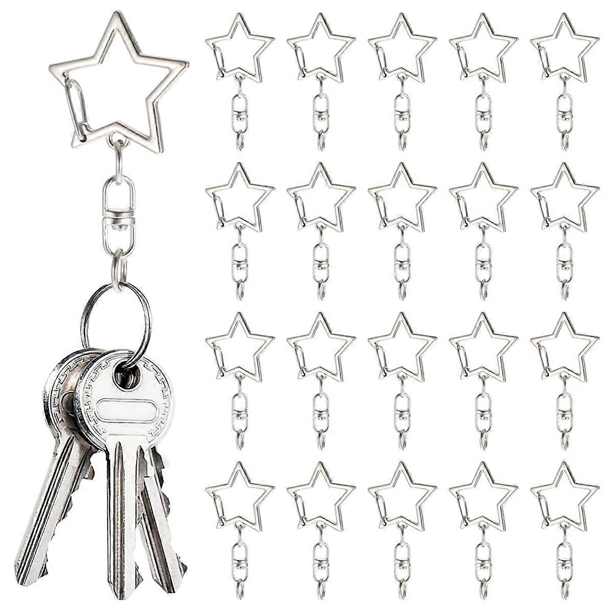 50Pc Star Shaped Spring Snap Keychain Clip with Chain Hanging Buckle and Open Jump Ring,for Jewelry Making Keychains DIY