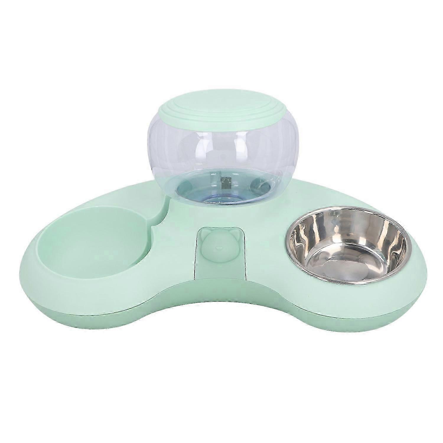 Double Cat Bowls Pet Food and Water Bowl Set Tilted Raised Cat Bowls with 1.4L Automatic Water Dispe