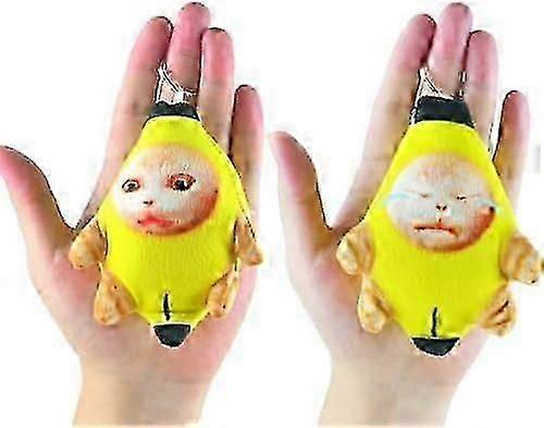2-Pack Banana Cat Plush with Sounds, Crying Banana Cat Keychain, Funny Cat Plush Toy for Kids & Adults Gag Gift
