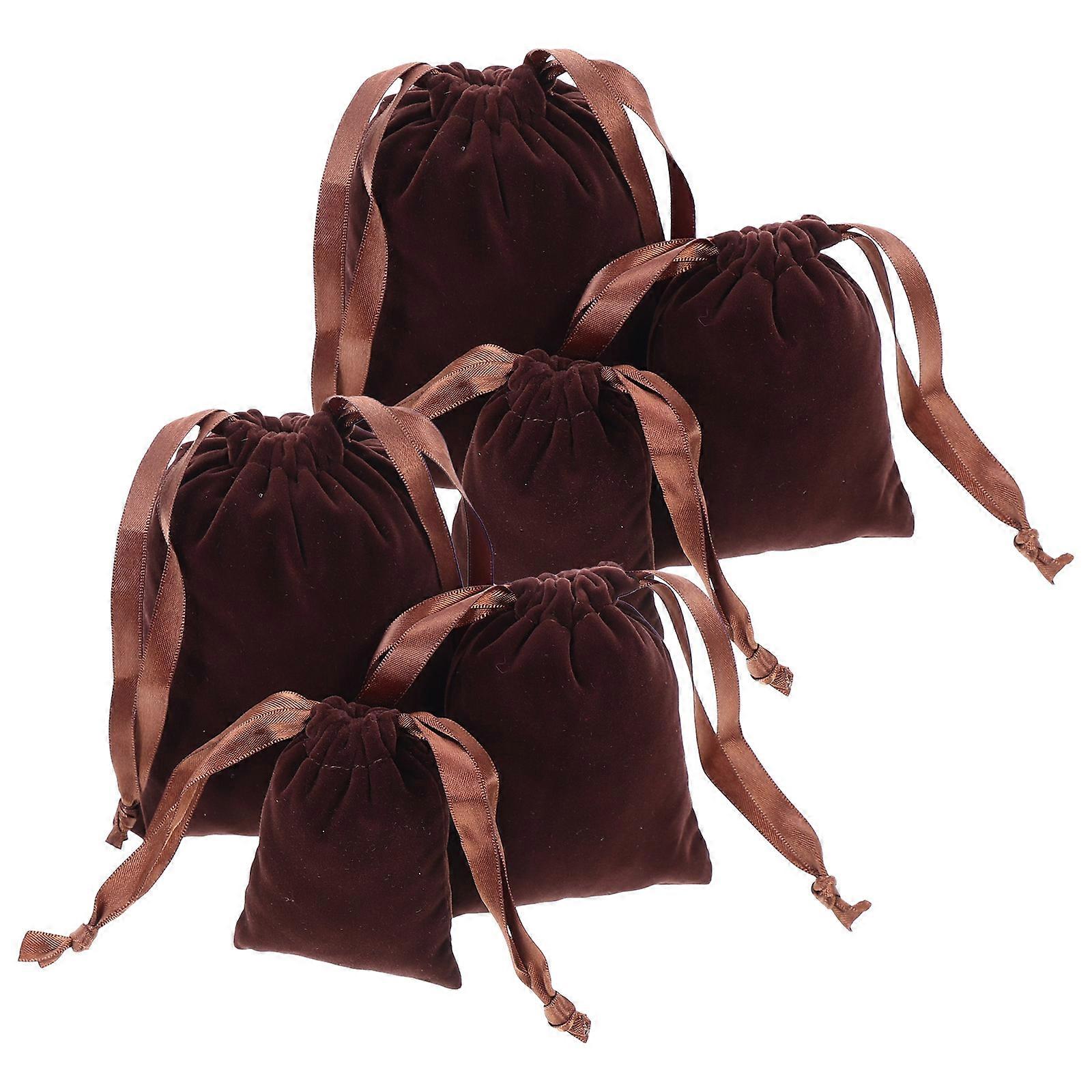 Gift Drawstring Bag Velour Pouch for Storage Use 6Pcs Pack