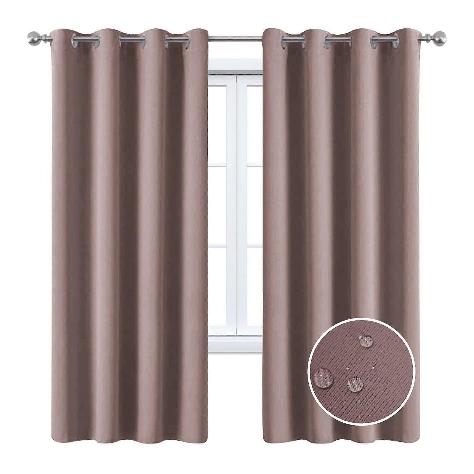 2 Pieces Solid Indoor/outdoor Light Filtering,waterproof Grommet Top Curtain Panel,red Bean