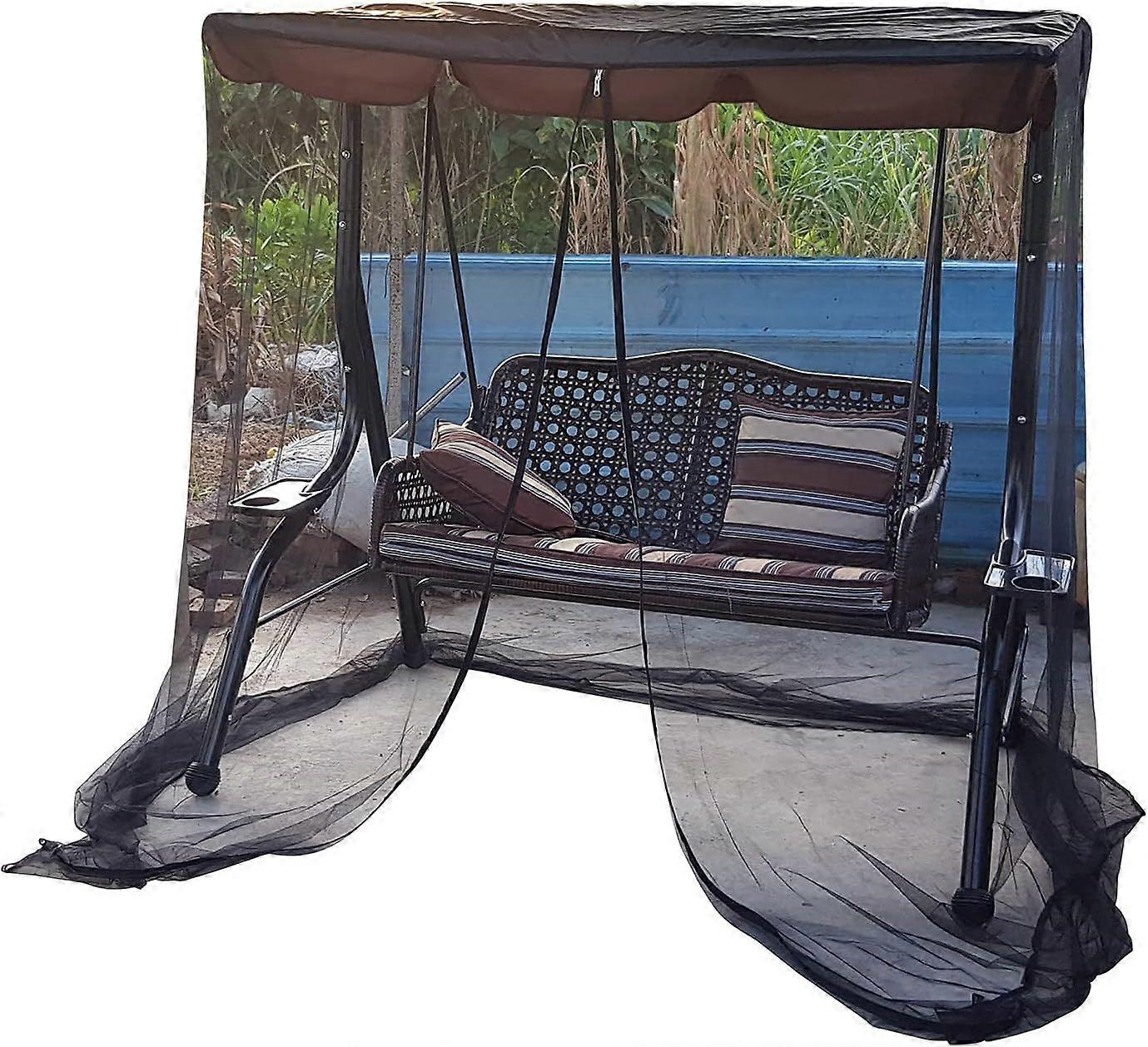 Polyester Mesh Patio Mosquito Net with Zippered Opening and Waterproof Roof - For 3 Person