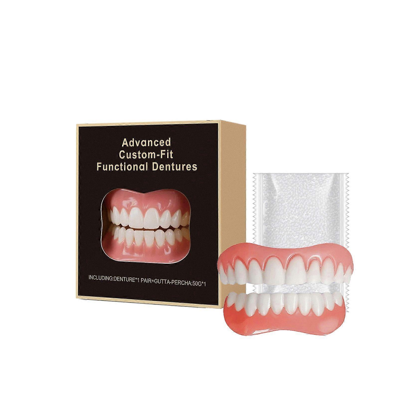 Advanced Full Denture Set, Silicone Reline Denture Set, Denture Reline Kit,Premium Denture, Natural-Looking Teeth, Soft and Comfortable