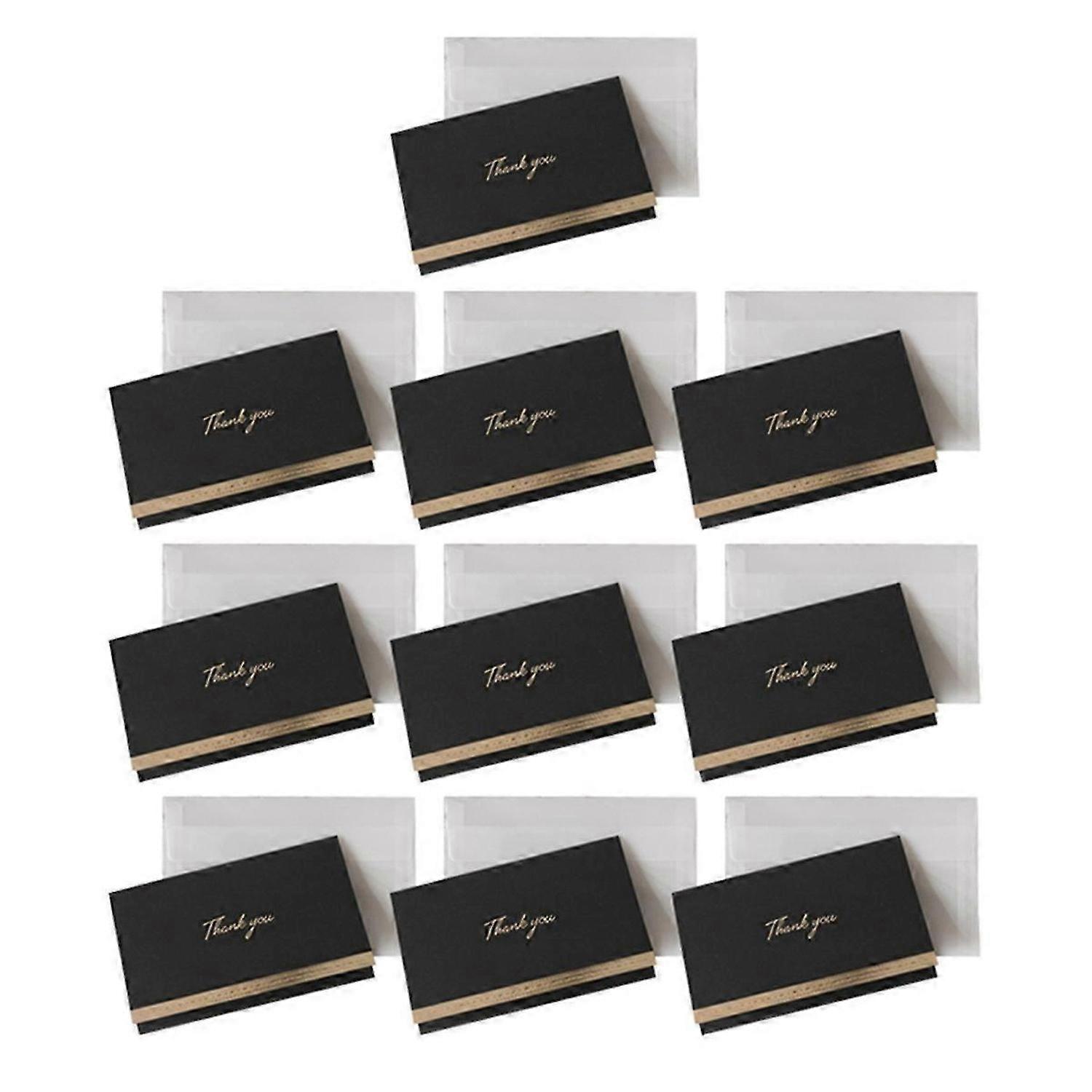 10PC Wedding Greeting Card with Envelopes,Thank You Notes Black