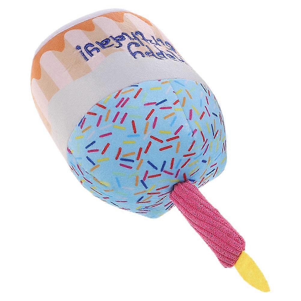 Interactive Plush Cat Chewing Toy Birthday Cake Design 2Pcs Kit