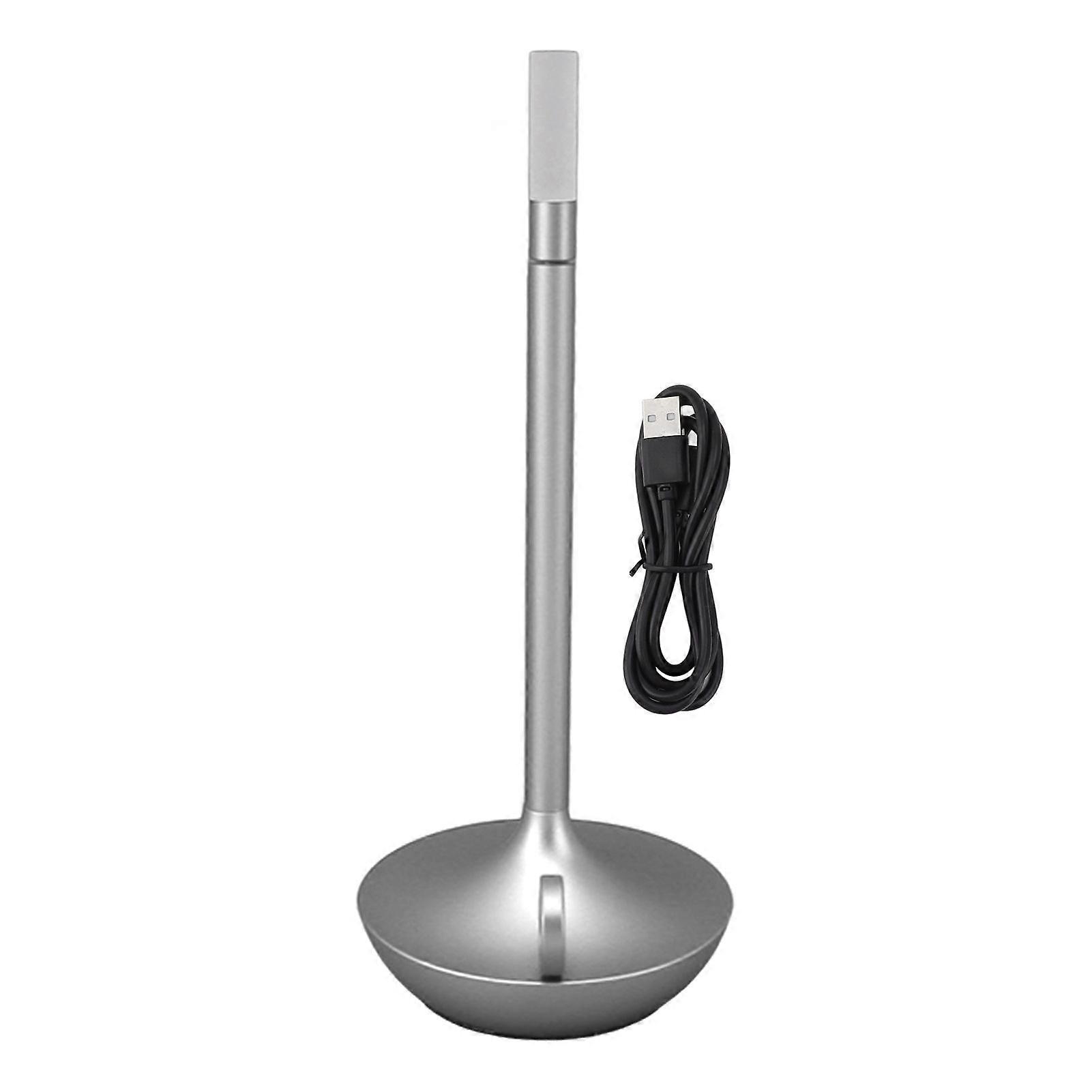 Cordless Table Lamp Innovative Candle Shape 3 Levels Brightness Dimmable Rechargeable LED Desk Lamp Silver