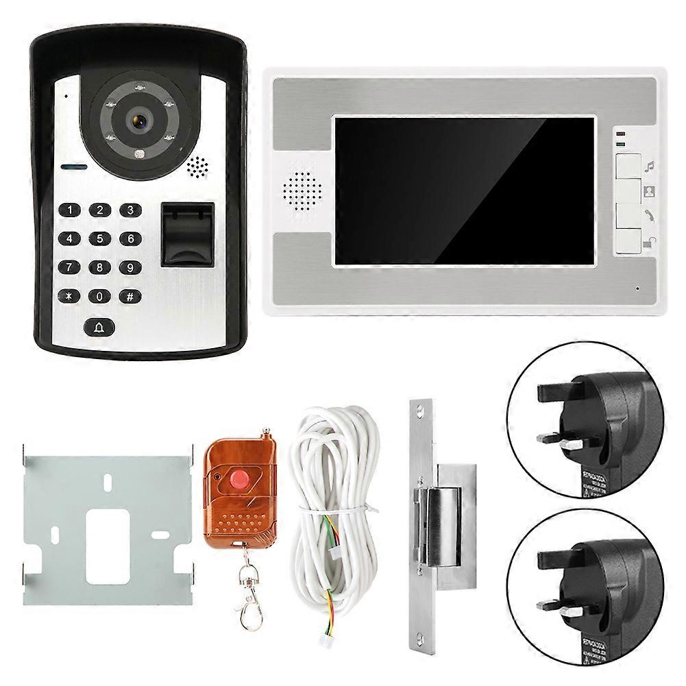 7in RFID Password Video Door Phone Wired Intercom Doorbell Kit With NO Lock 812FD11 (UK Plug)