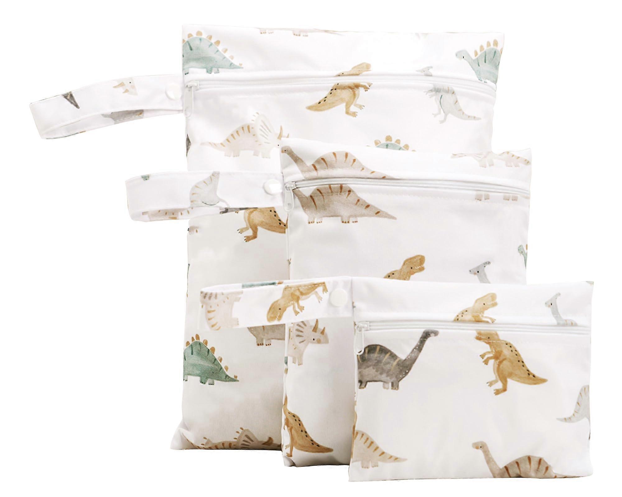 Wet Dry Bag Set Cloth Diaper Wet Bag Waterproof Reusable Zipper Bag White Animals Pattern Bathing Suit Bag Baby