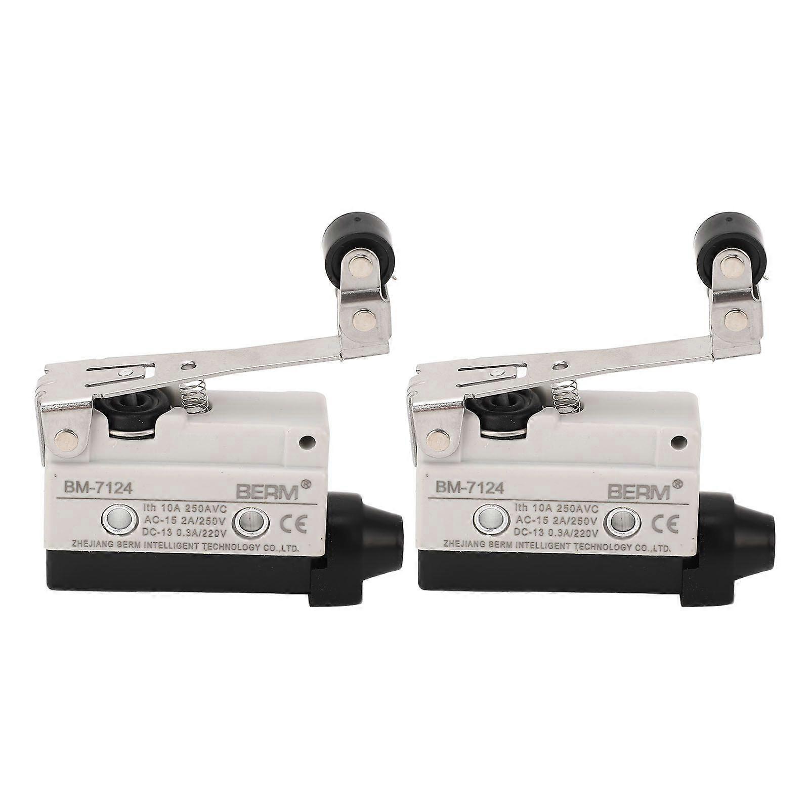2Pcs Micro Limit Switch Roller Lever 200OF 60RF 11PT 3OT 2.4MD 501.2OP NO+NC 250V AC for Machine