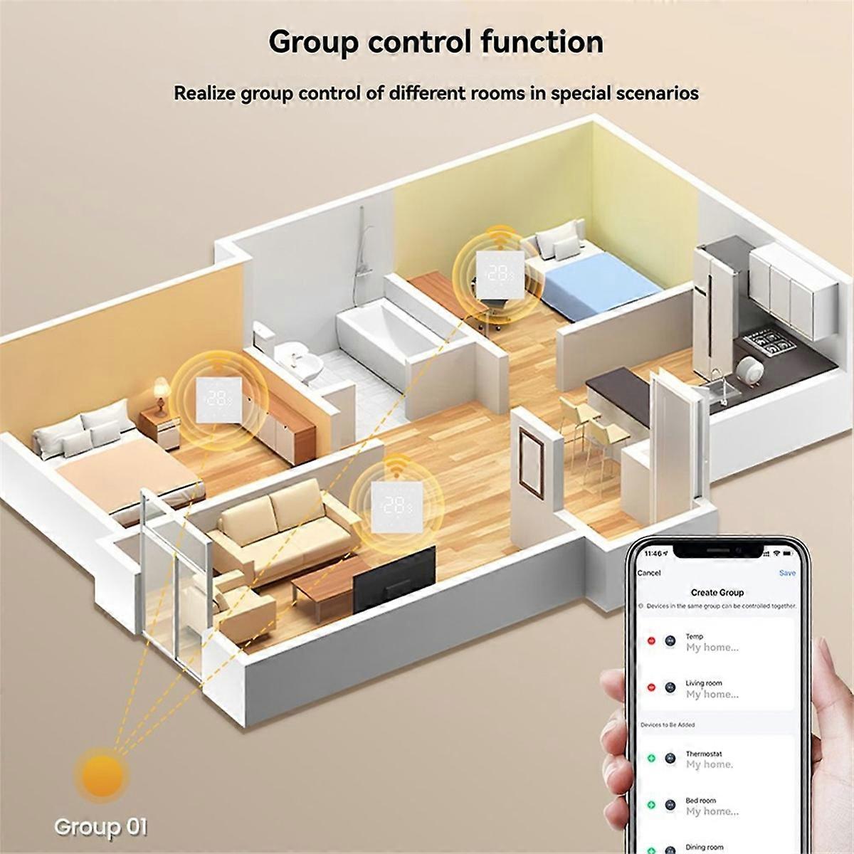 Tuya WiFi Smart Temperature Controller 100-240V 3A Water Heating Compatible with and Home White