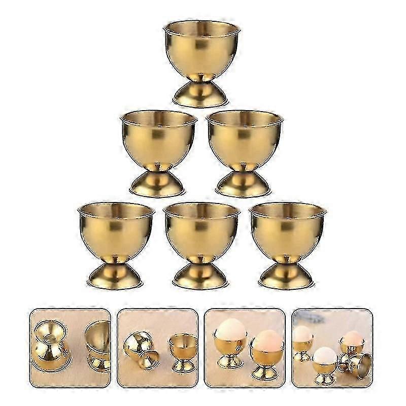 Hard-boiled Egg Cups Golden Ice Cream Dessert Container Table Decor For Holiday Wedding Party 6pcs-CE