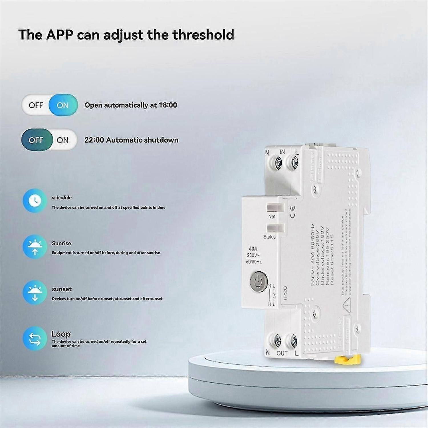 Tuya WiFi Smart Strom-Monitor V0 feuerfester Leistungsschalter-40A