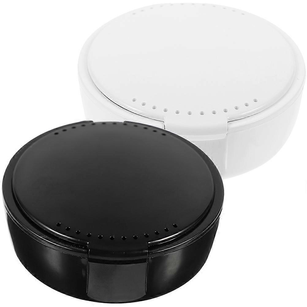Wear-Resistant Denture Cases Portable Retainer Cases for Travel and Indoor Use Made of Pe and Glass with Assorted Color 2Pcs