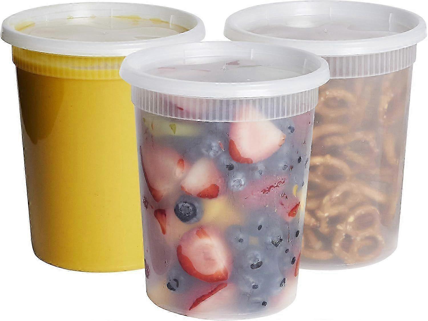 Grands récipients de stockage d’aliments de 32 oz avec couvercles - Emballages de charcuterie en plastique durable pour un usage quotidien