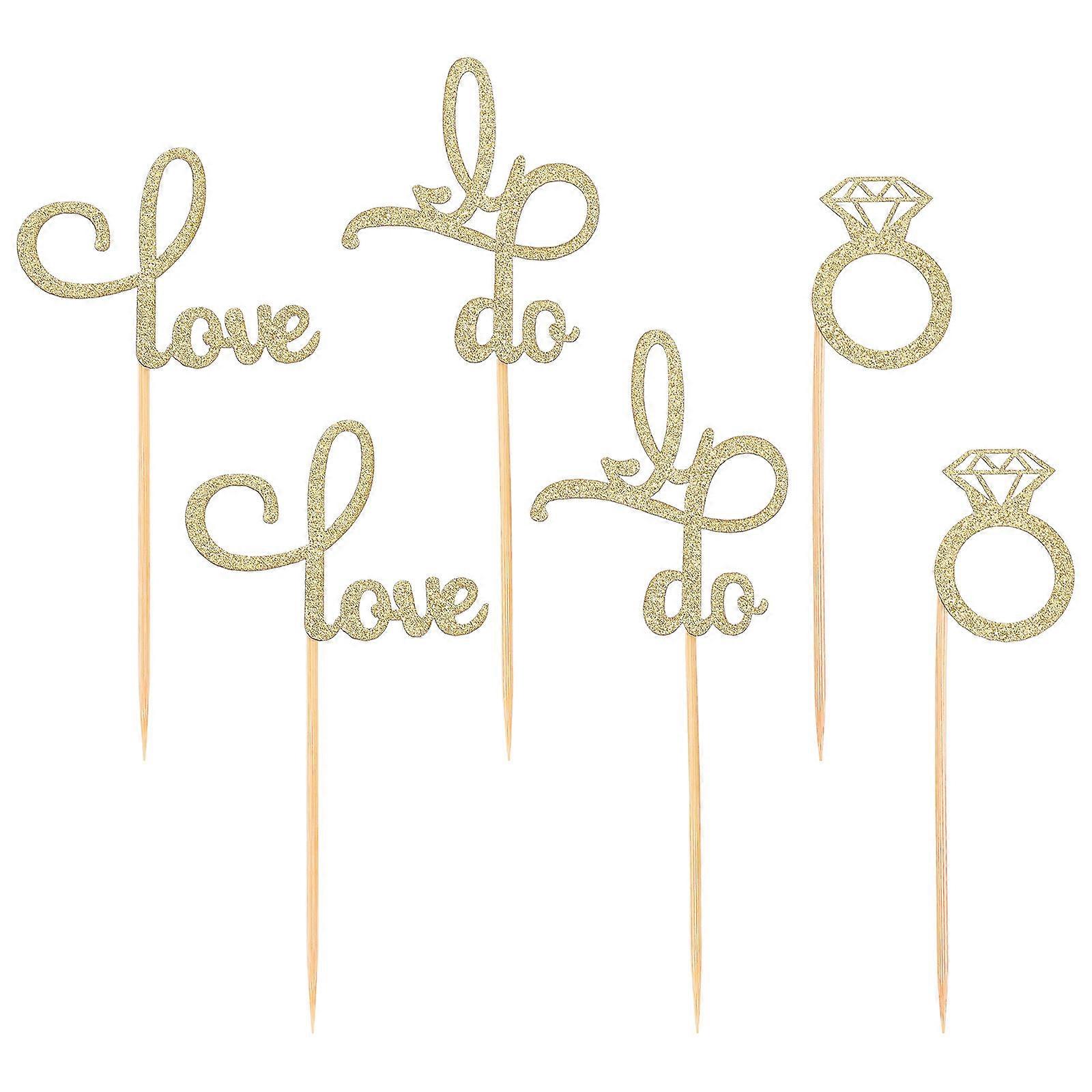 Cake Toppers Diamond Ring Wedding Cake Inserting Decor 30Pcs Set