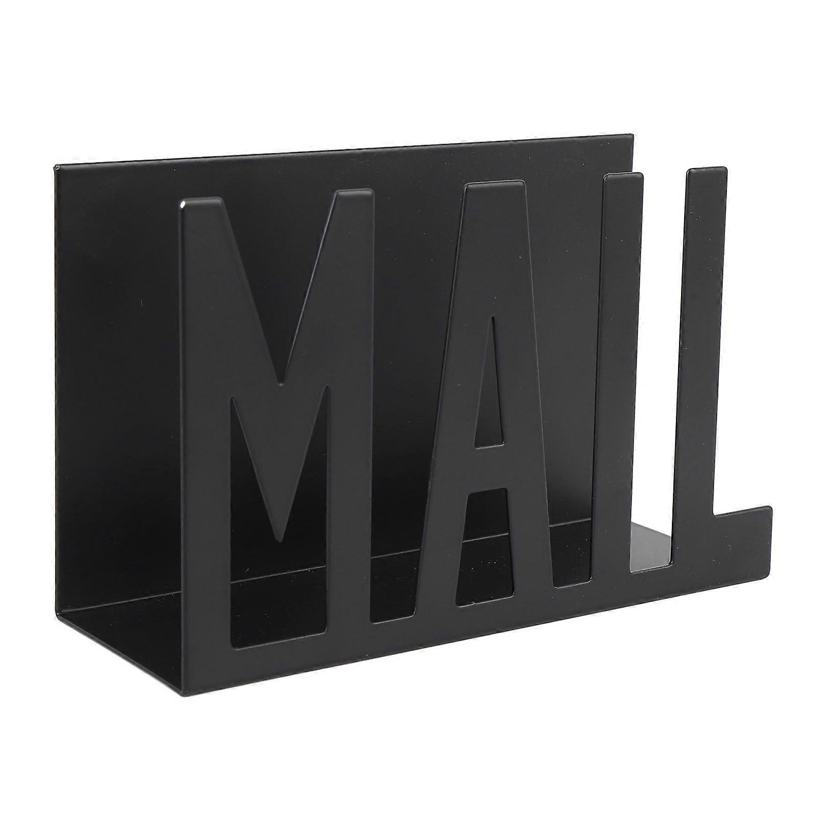Mail Organizer Metal Stylish Hollow Design Desktop Mail Holder for Bills Letters Papers Black