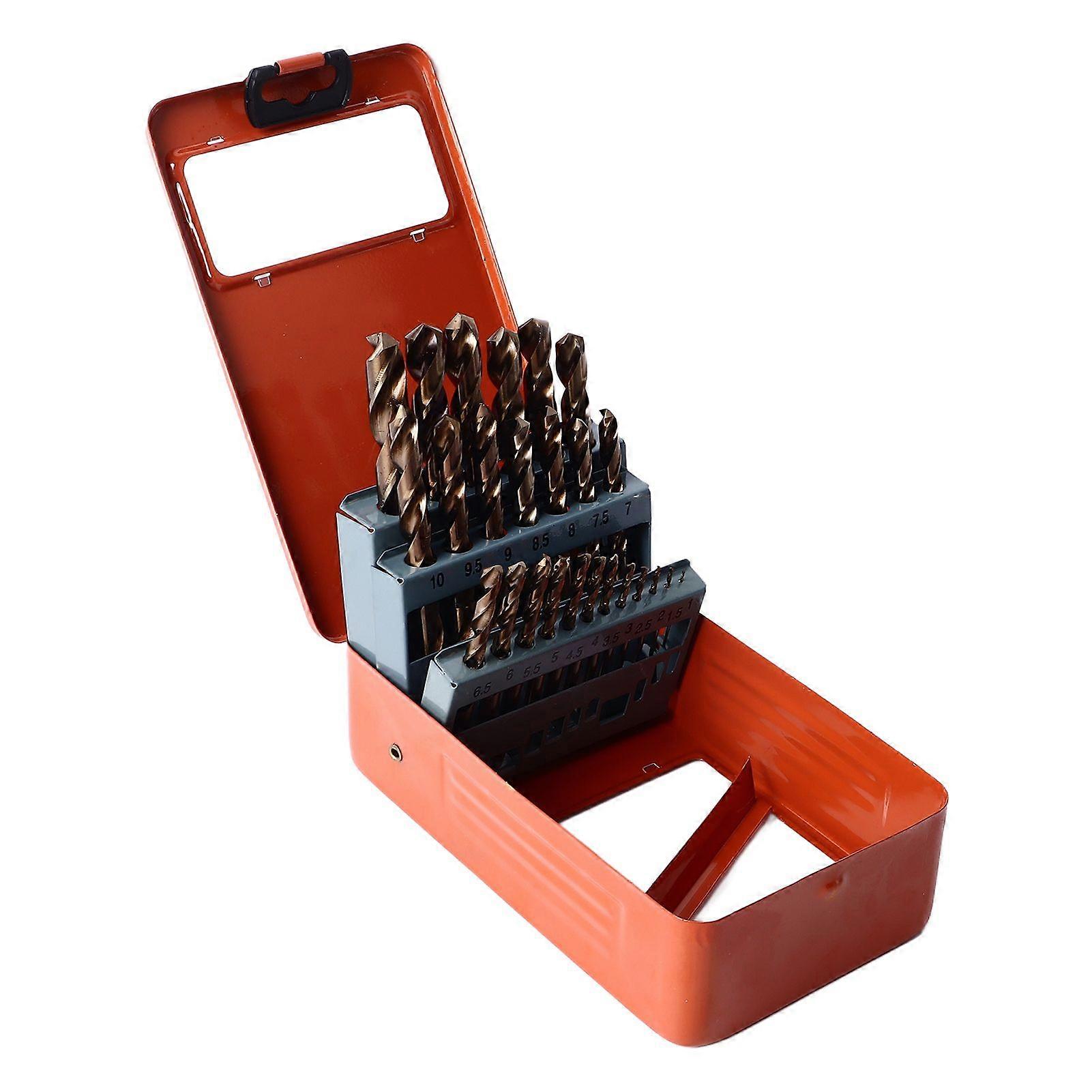 25Pcs Twist Drill Bit Kit Cobalt HSS Wear Resistant Quick Chip Removal Drill Bit Set for Stainless Steel Iron