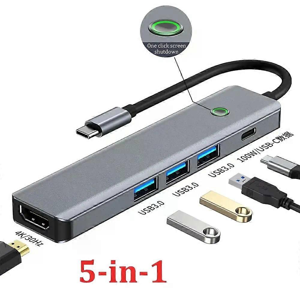 9-IN-1 USB C Docking Station TYPE-C HUB to HDMI 4K 60Hz with Screen off Button USB 3.0 5Gbps HUB 100W Fast Charging for MacBook