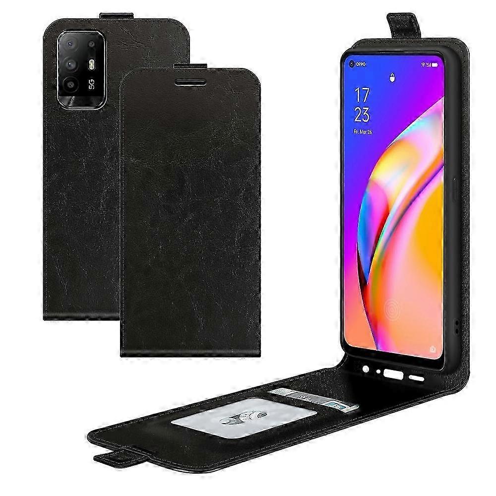 For OPPO A94 5G / F19 Pro+ 5G / Reno5 Z R64 Texture Single Vertical Flip Leather Protective Case with Card Slots & Photo Frame(Black) 2025