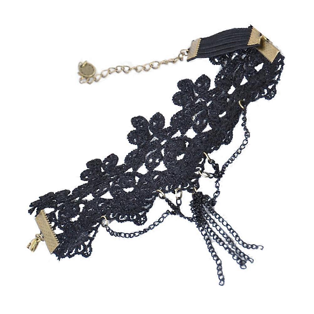 Black Adjustable Tassel Armlet Bracelet Vintage Style 2Pcs Handcraft