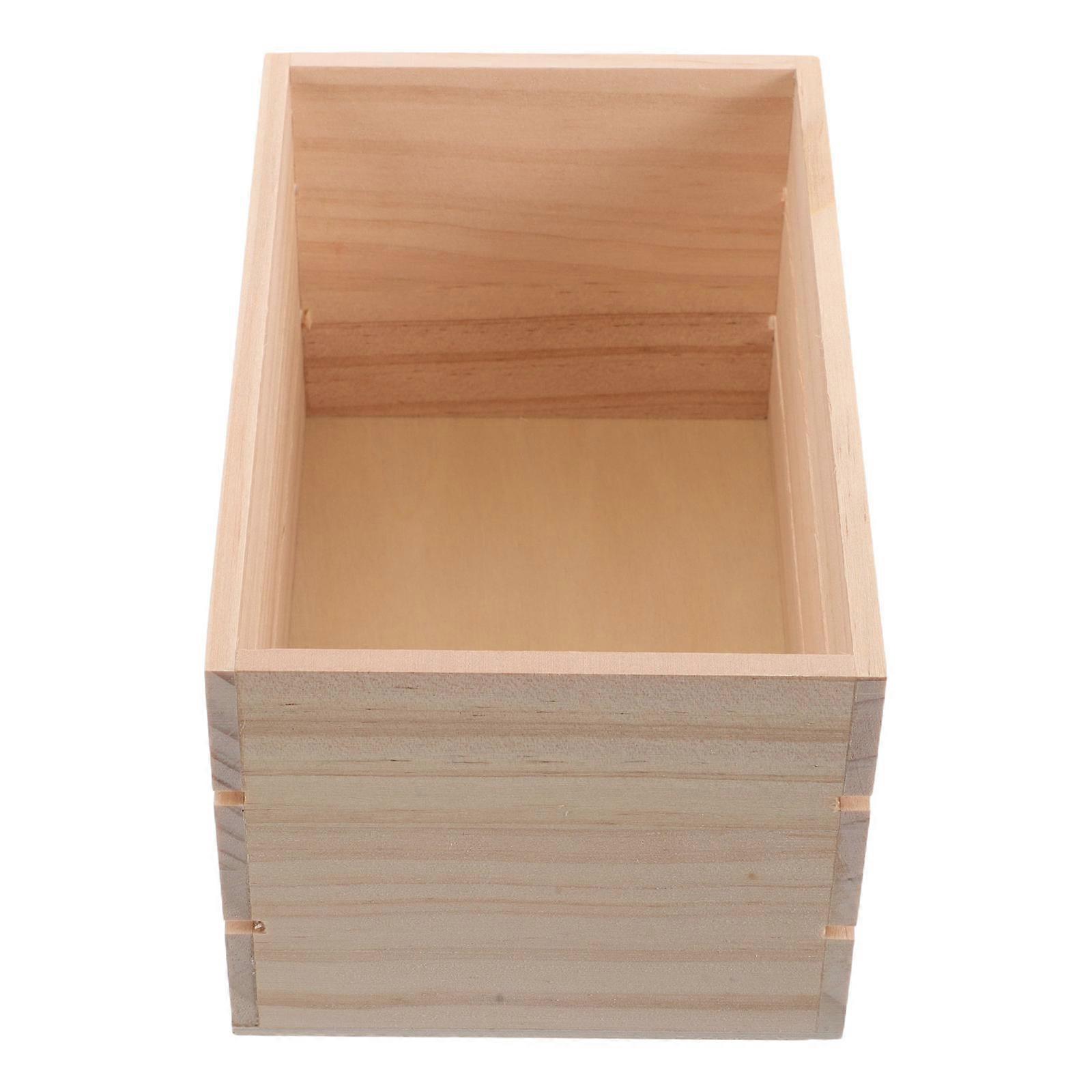 4Pcs Wooden Crate for Decoration Beige Solid Wood Multi Use Storage Boxes