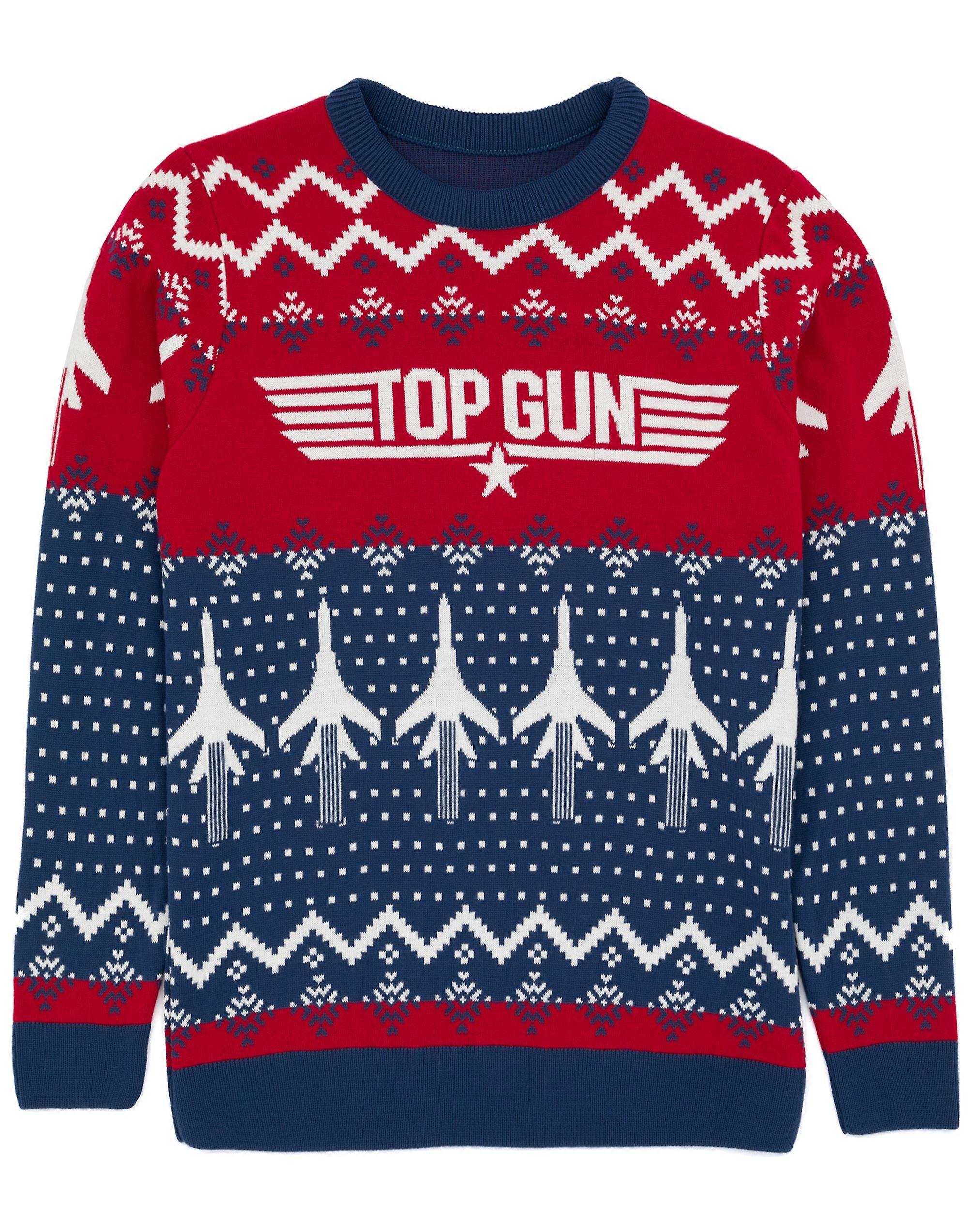 Top Gun Herren Pullover Blau Gestrickter Weihnachtspullover