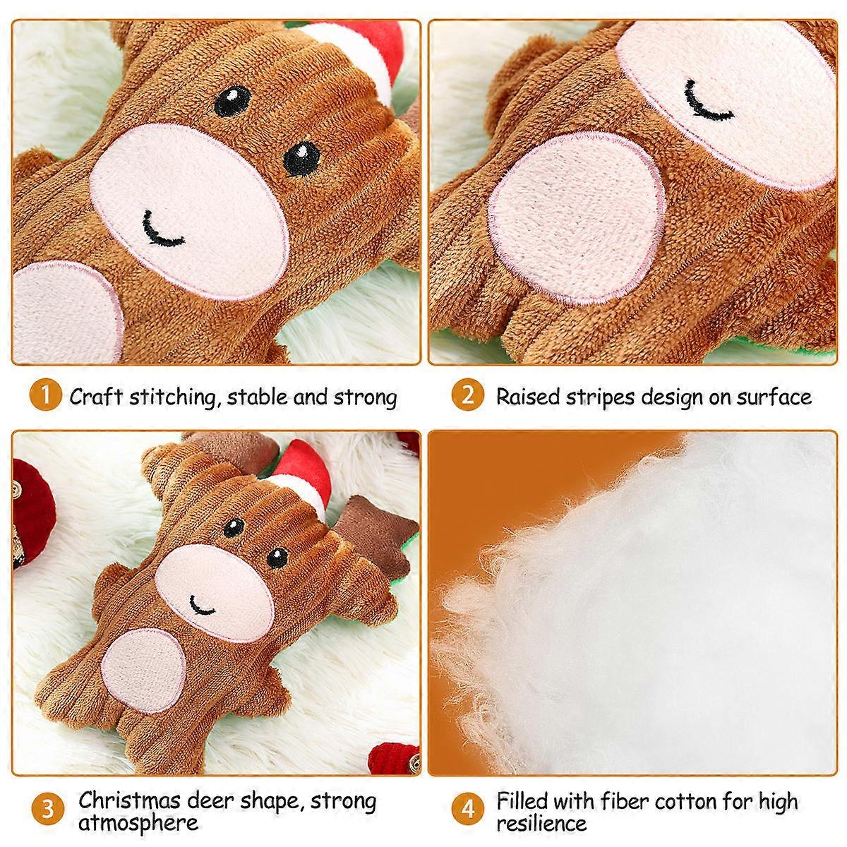 3Pcs Brown Cartoon Squeaky Toy For Pets Teething Chew Interactive Play During Xmas Party