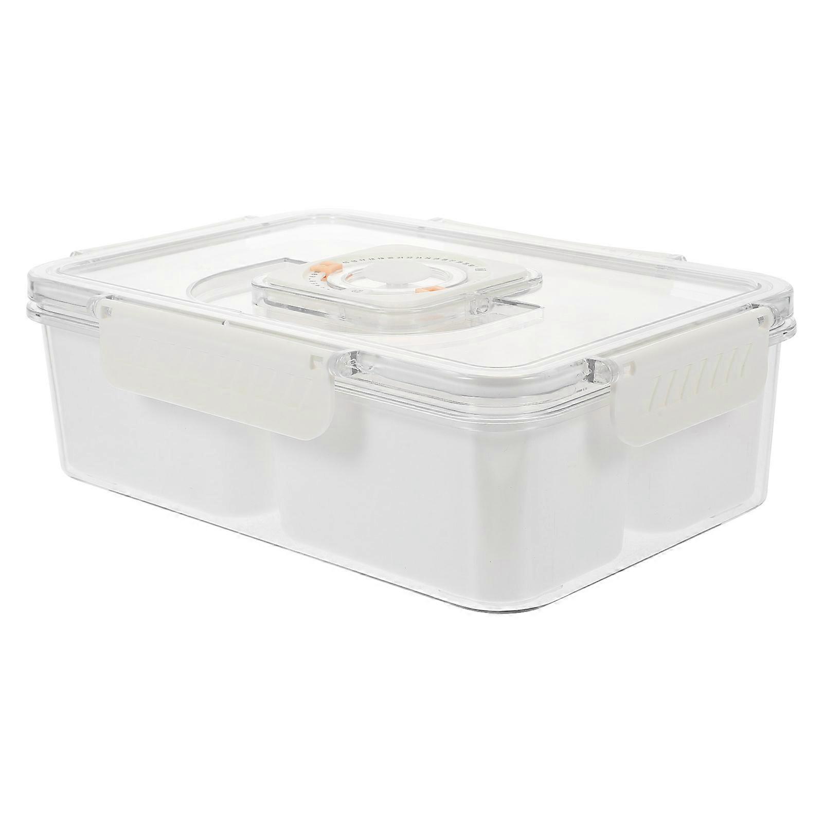 Condiment Organizer Divided Kitchen Seasoning Box Outdoor Camping White Rectangular Multi-functional 1Pcs