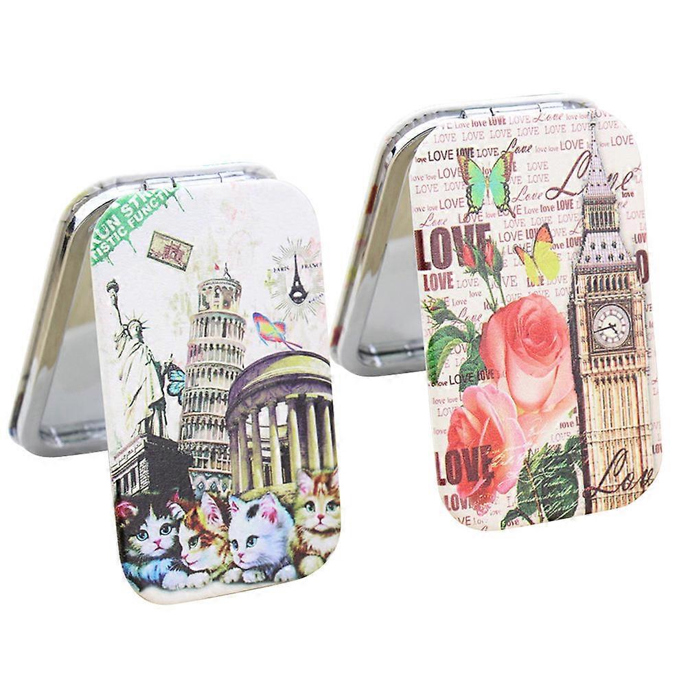 Double Side Mirror Rectangular Foldable Cosmetic Mirror 6Pcs Assorted Color